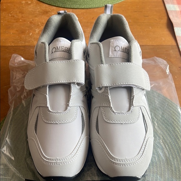 Omega Men’sGray and White Velcro Sneakers